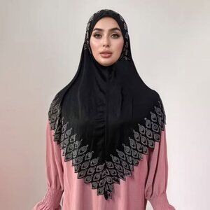 One Piece Muslim Salah Prayer Overhead Hijab Khimar BLACK